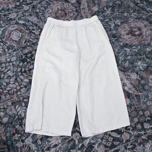 EILEEN FISHER Oatmeal Soft Twill Wide Leg Pant Easy Fit Crop Size Medium